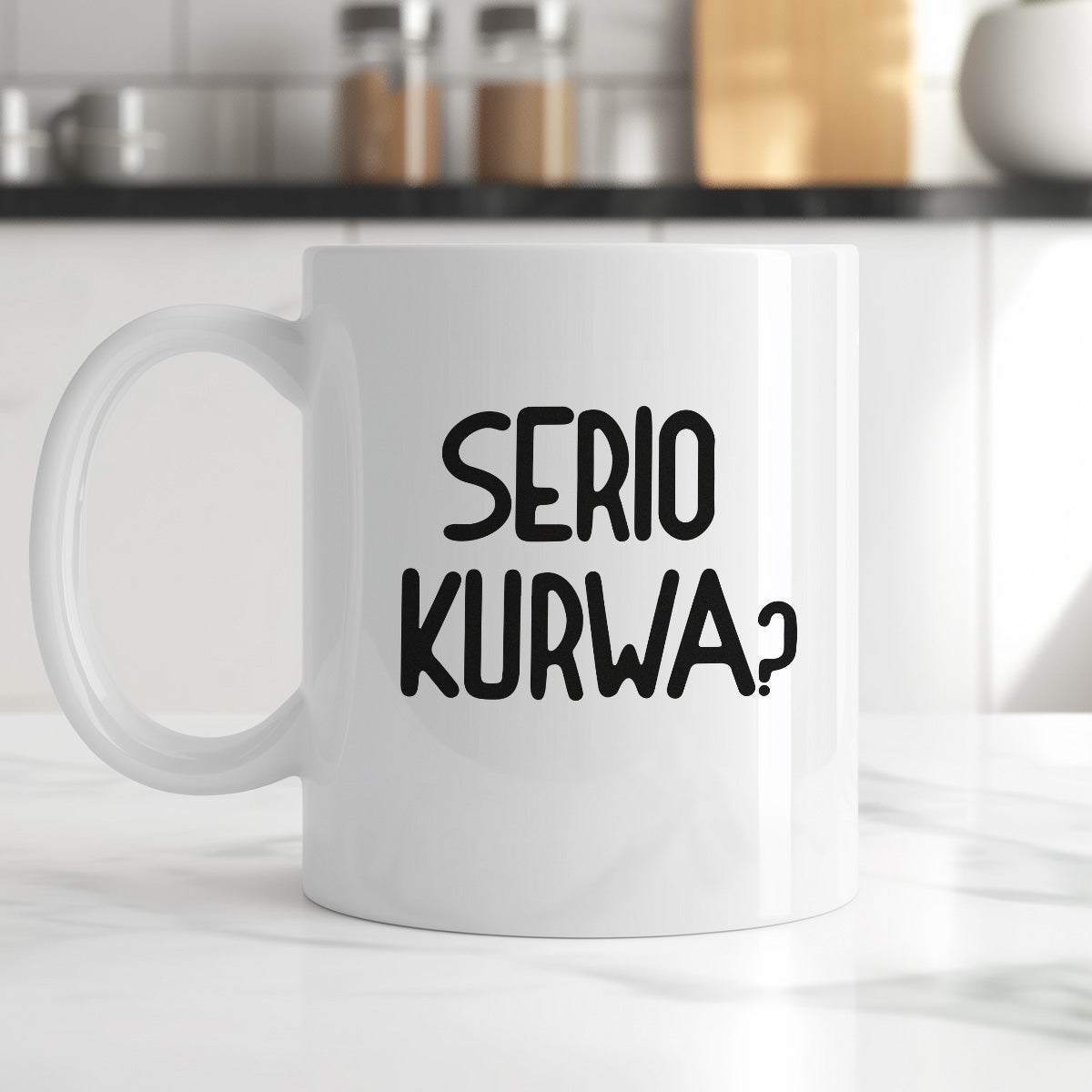 Kubek z nadrukiem "Serio kurwa?"