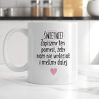 Kubek z nadrukiem "Świetnie! Zapiszmy ten pomysł, żeby nam nie wylecia