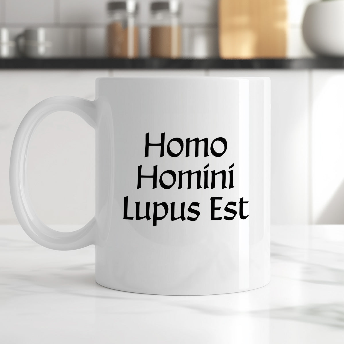 Kubek z nadrukiem "Homo Homini Lupus Est" v2