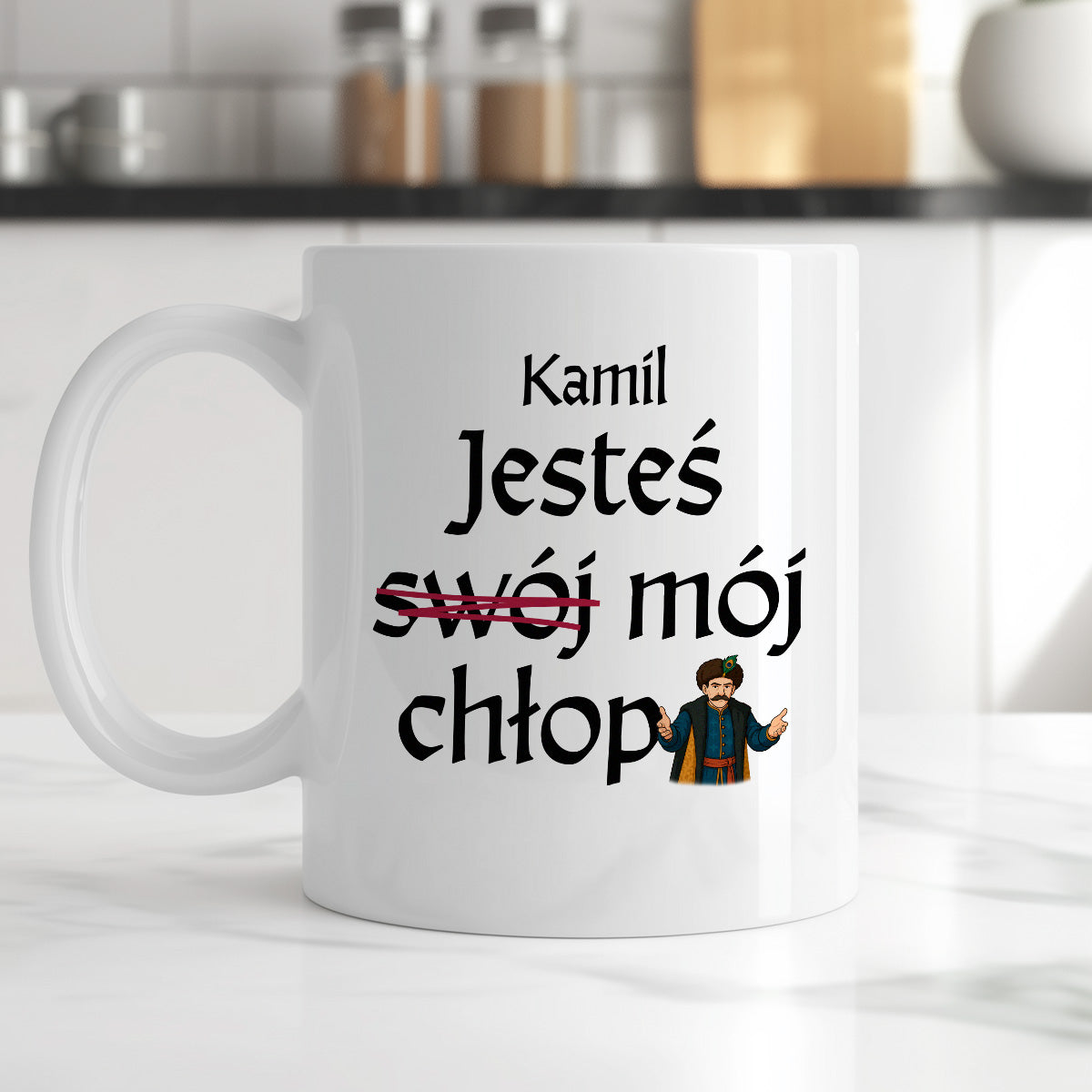 Kubek z nadrukiem "Jesteś (swój) mój chłop" SPERSONALIZOWANY v2