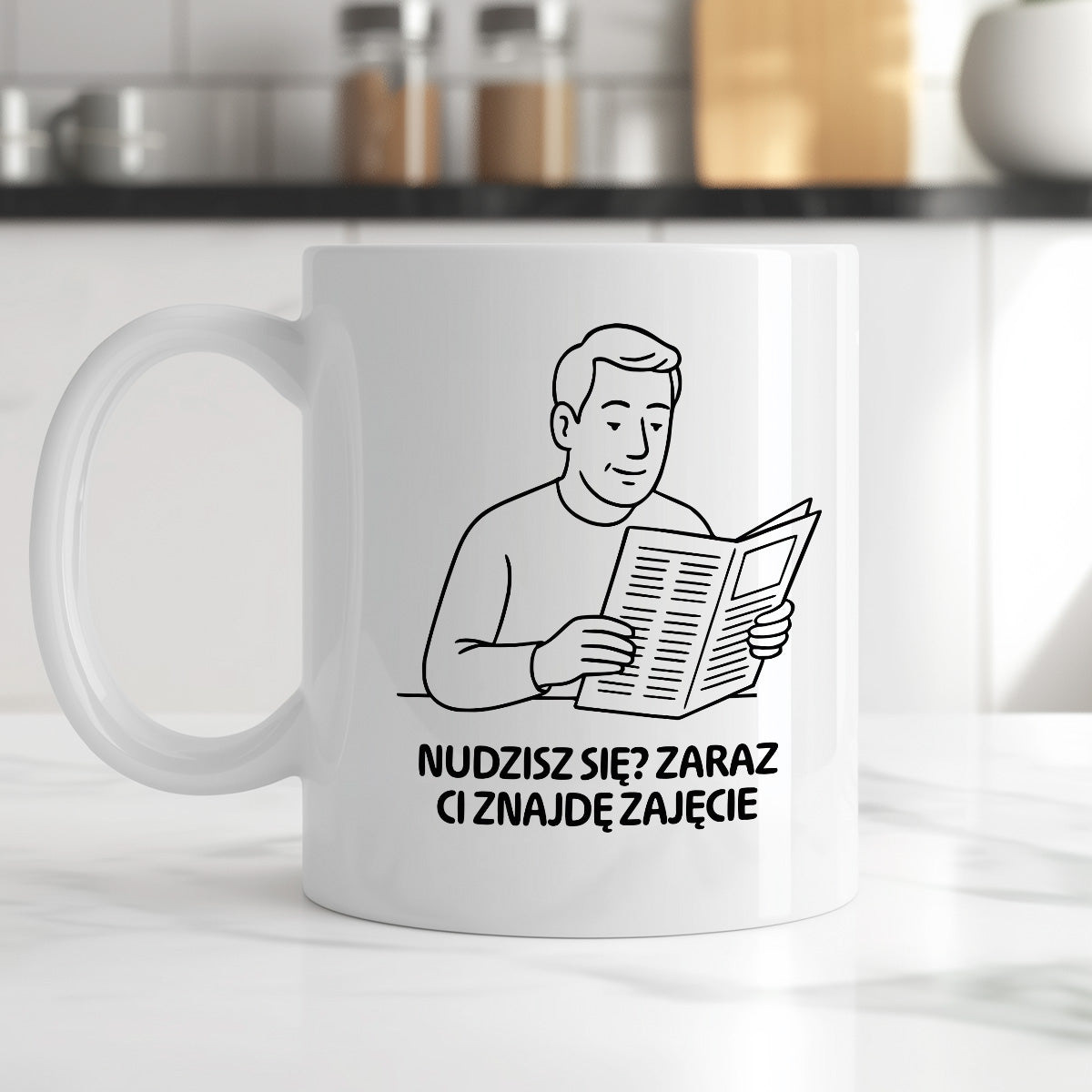 Kubek z nadrukiem "Nudzisz się? Zaraz Ci znajdę zajęcie" - Cytaty TATY - DZIEŃ TATY