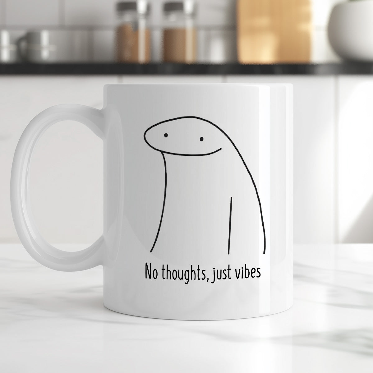 Kubek z nadrukiem "No thoughts, just vibes"