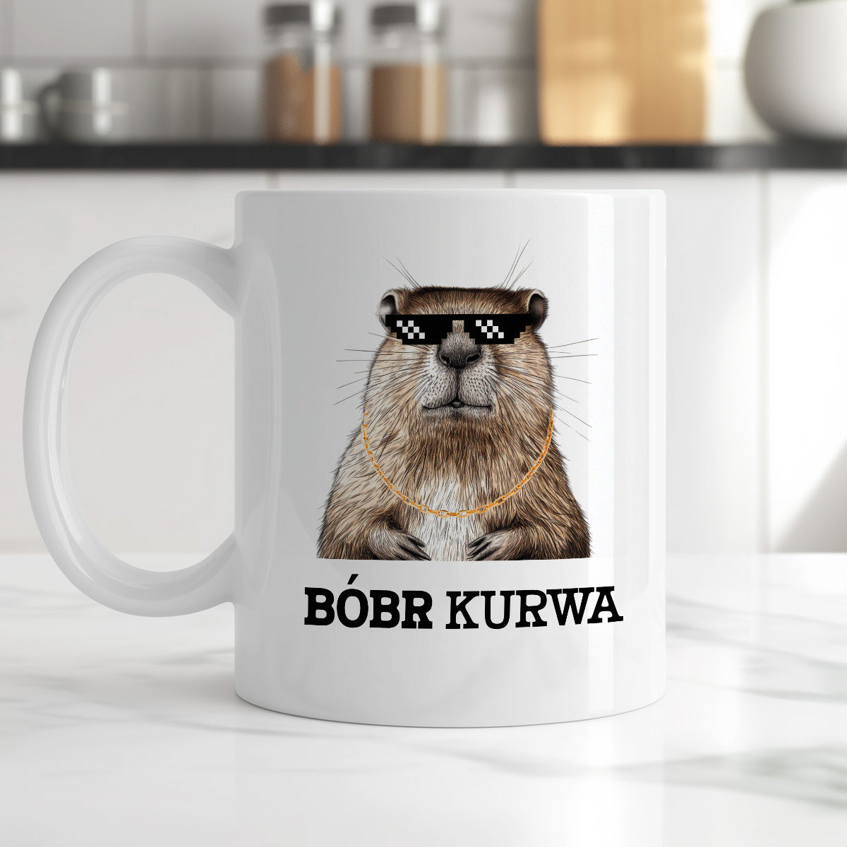Kubek z nadrukiem "Bóbr kurwa" 😎