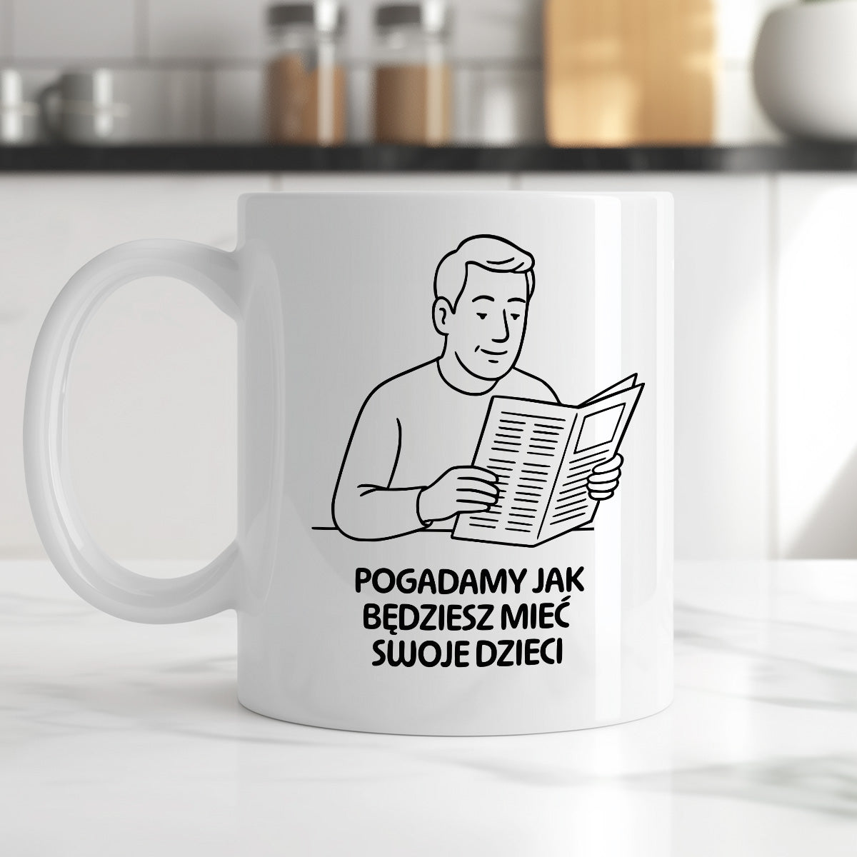 Kubek z nadrukiem "Pogadamy jak będziesz mieć swoje dzieci" - Cytaty TATY - DZIEŃ TATY