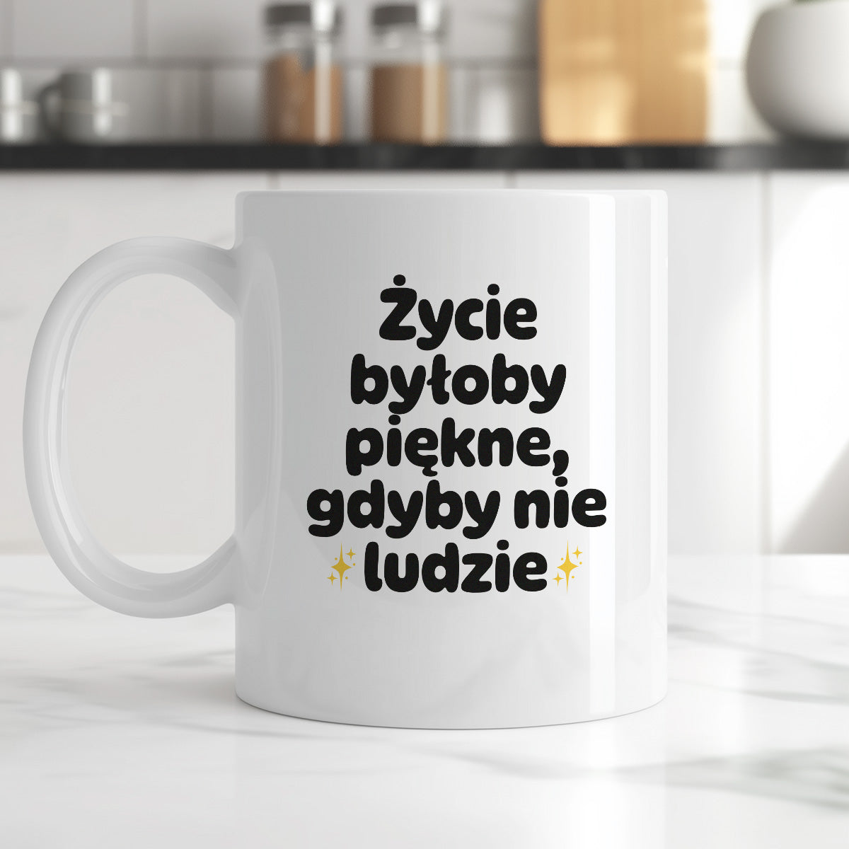 Kubek z nadrukiem - "Życie byłoby piękne, gdyby nie ludzie"