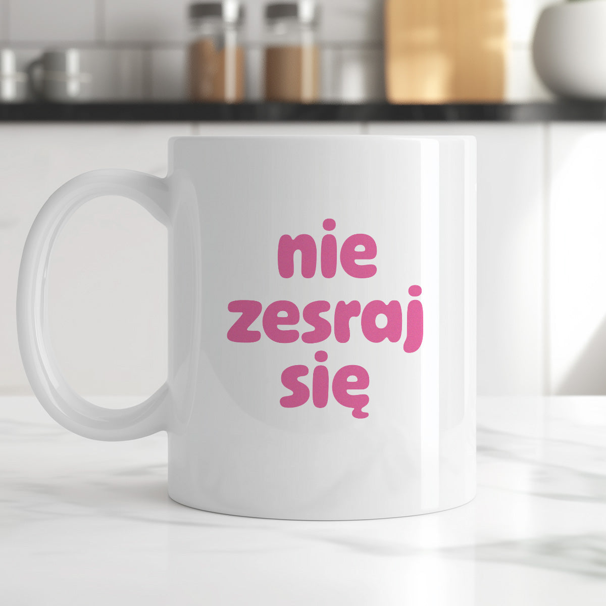 Kubek z nadrukiem "nie zesraj się" v2