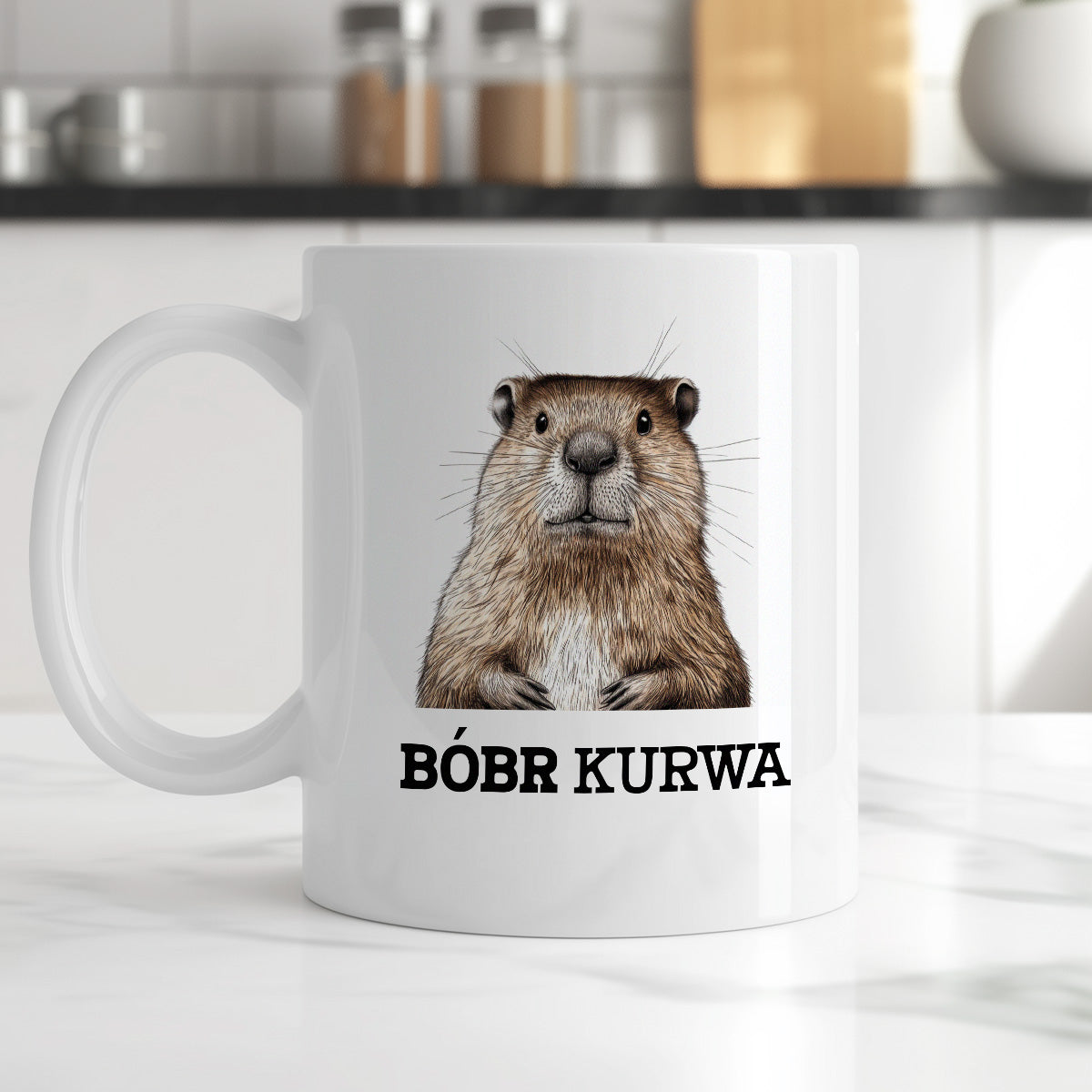 Kubek z nadrukiem "Bóbr kurwa"