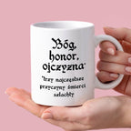 Kubek z nadrukiem "Bóg, honor, ojczyzna* *trzy najczęstsze przyczyny ś