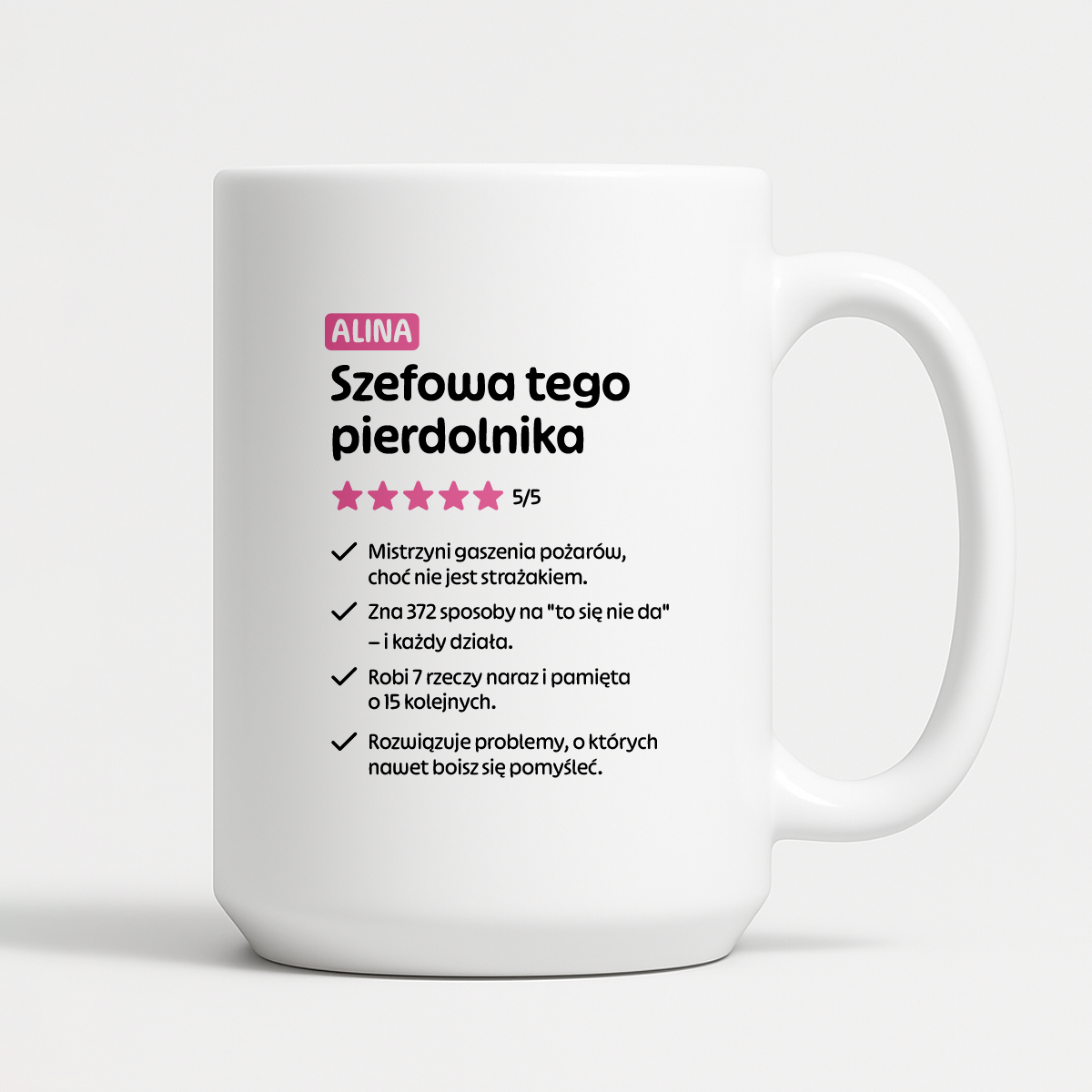 Kubek spersonalizowany z nadrukiem "Szefowa tego pierdolnika"