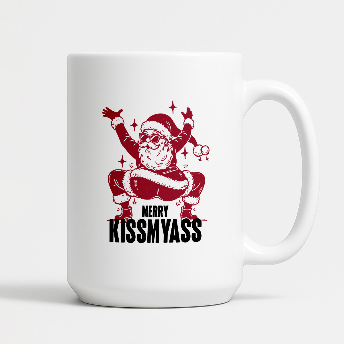 Kubek świąteczny z ✨slay✨ Mikołajem "Merry kissmyass"