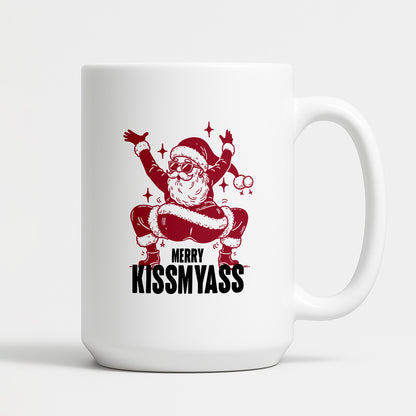 Kubek świąteczny z ✨slay✨ Mikołajem "Merry kissmyass"