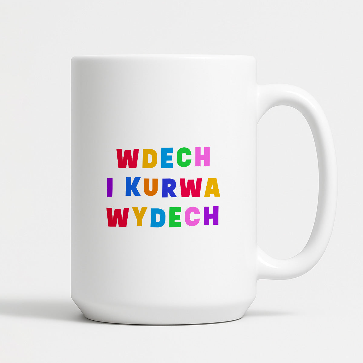 Kubek z kolorowym nadrukiem "wdech i kurwa wdech"