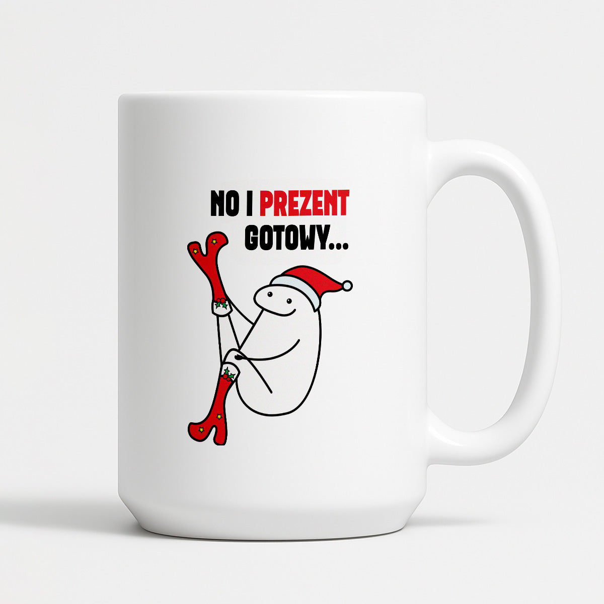 Kubek świąteczny mem "No i prezent gotowy"