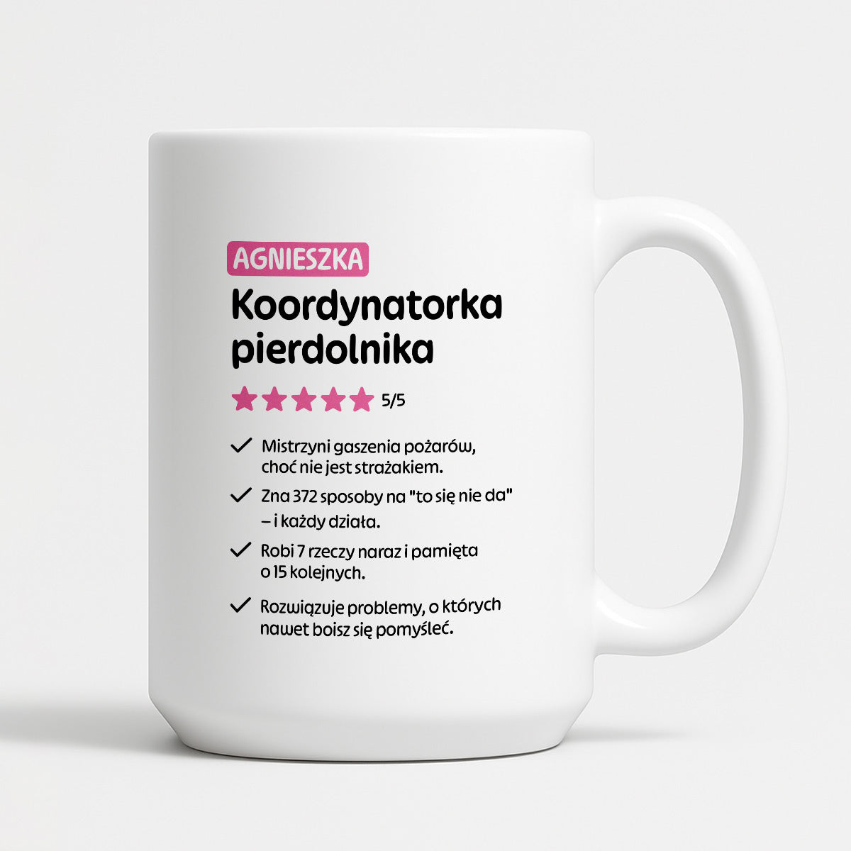 Kubek spersonalizowany z nadrukiem "Koordynatorka pierdolnika"