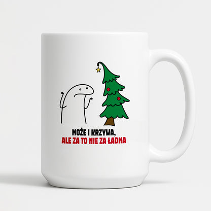 Kubek świąteczny mem "Może i krzywa, ale za to nie za ładna"