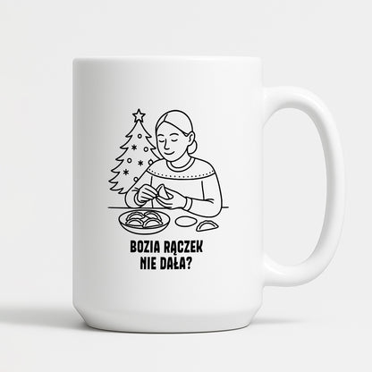 Kubek świąteczny z cytatem MAMY - "Bozia rączek nie dała?"