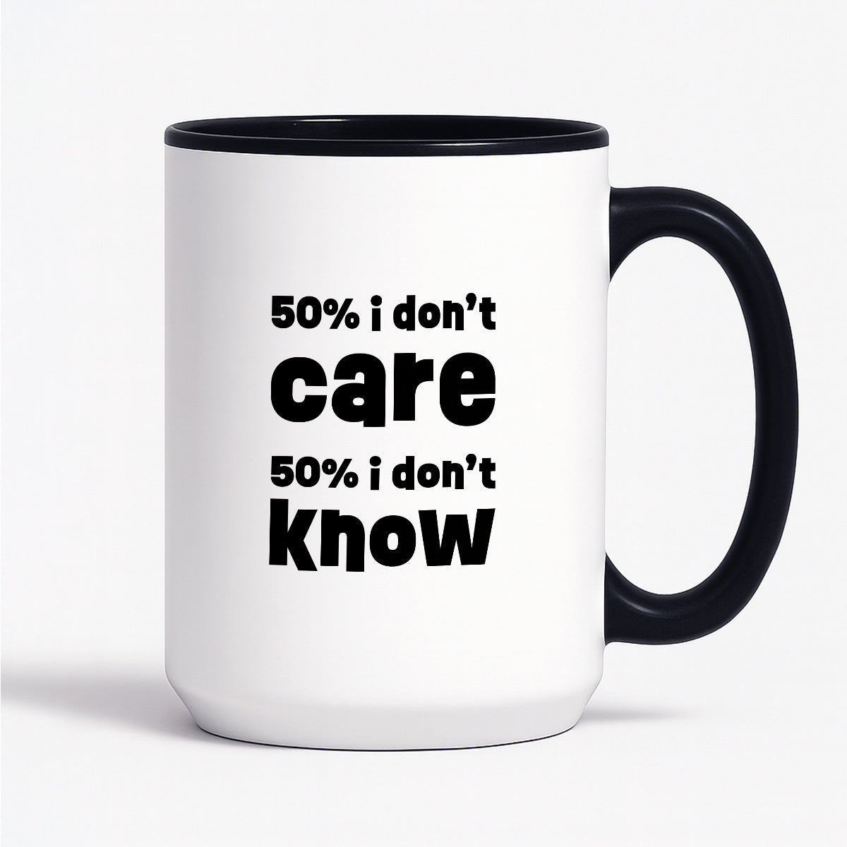 Kubek z nadrukiem "50% i don't care 50% i don't know"