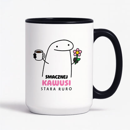 Kubek z nadrukiem - "Smacznej kawusi Stara Ruro"