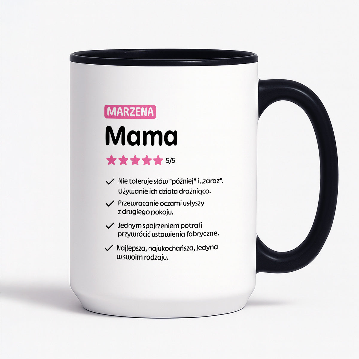 Kubek z nadrukiem - "Mama 5/5" z imieniem