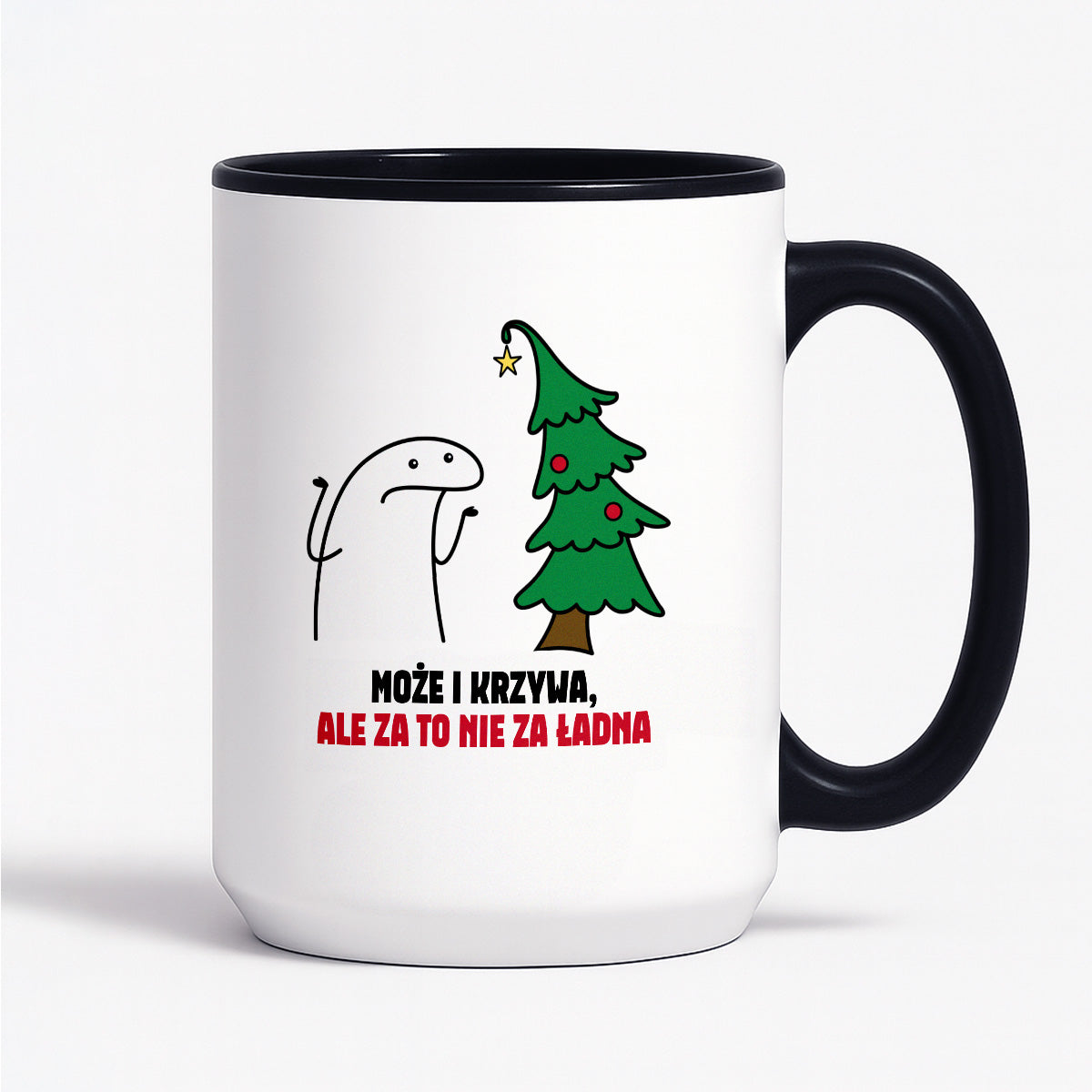 Kubek świąteczny mem "Może i krzywa, ale za to nie za ładna"
