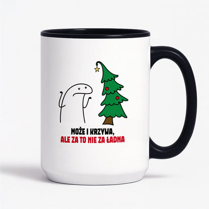 Kubek świąteczny mem "Może i krzywa, ale za to nie za ładna"