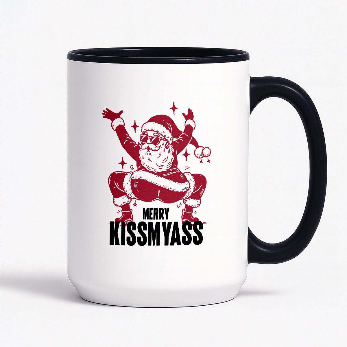 Kubek świąteczny z ✨slay✨ Mikołajem "Merry kissmyass"