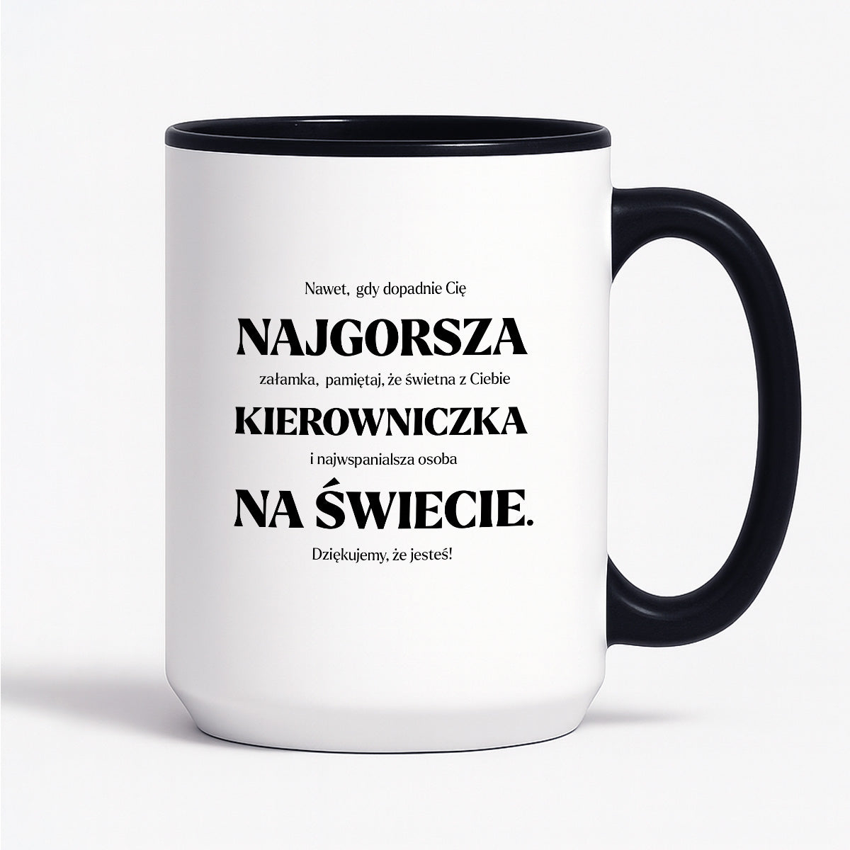Kubek z nadrukiem - "NAJGORSZA KIEROWNICZKA NA ŚWIECIE (ale jednak nie 🥰)"