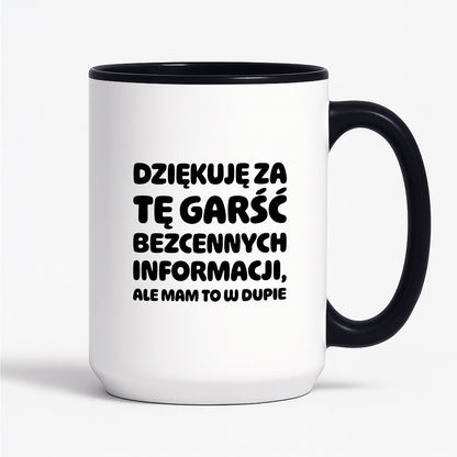 Kubek z nadrukiem - "Dziękuję za tę garść bezcennych informacji"