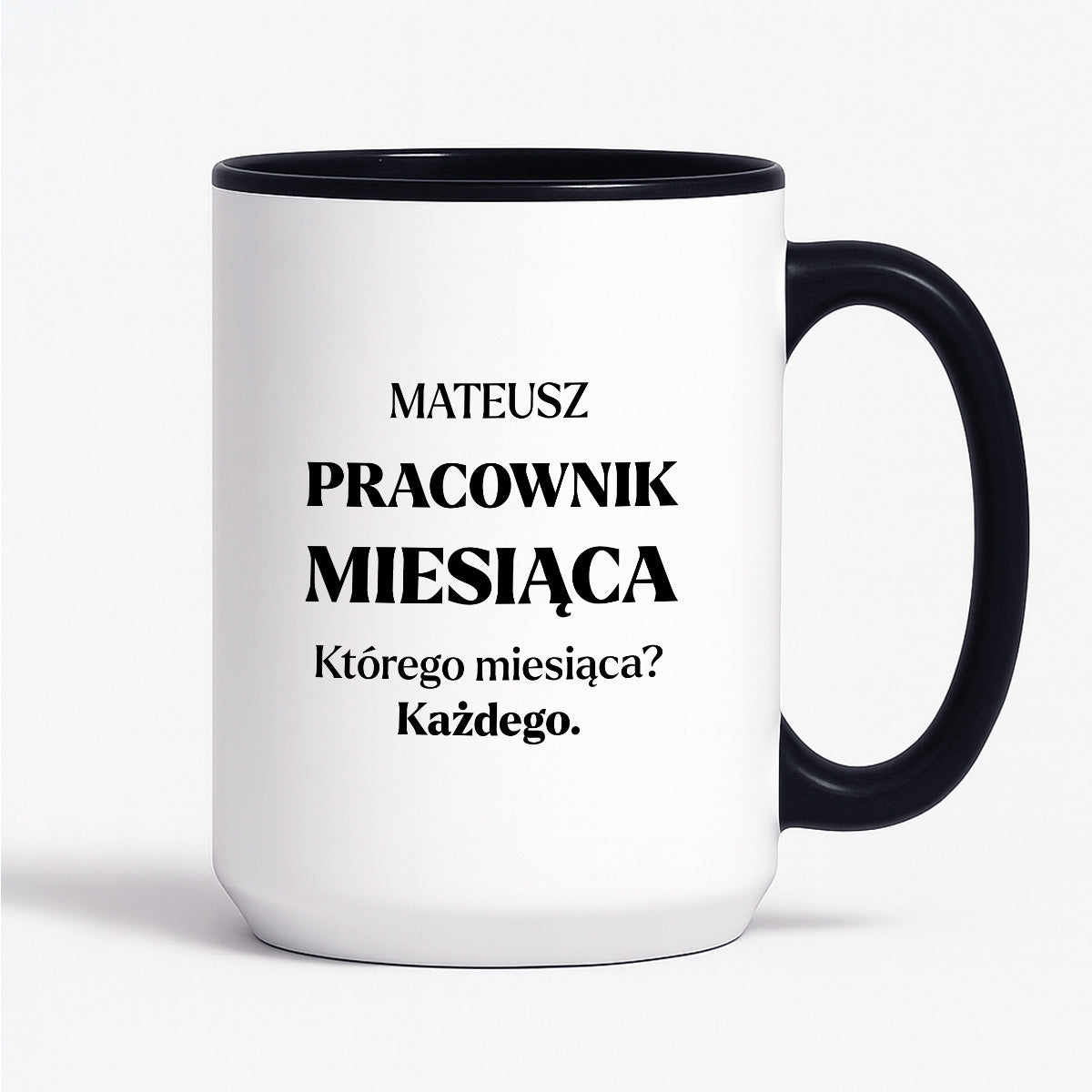 Kubek z nadrukiem - "Pracownik miesiąca z imieniem"