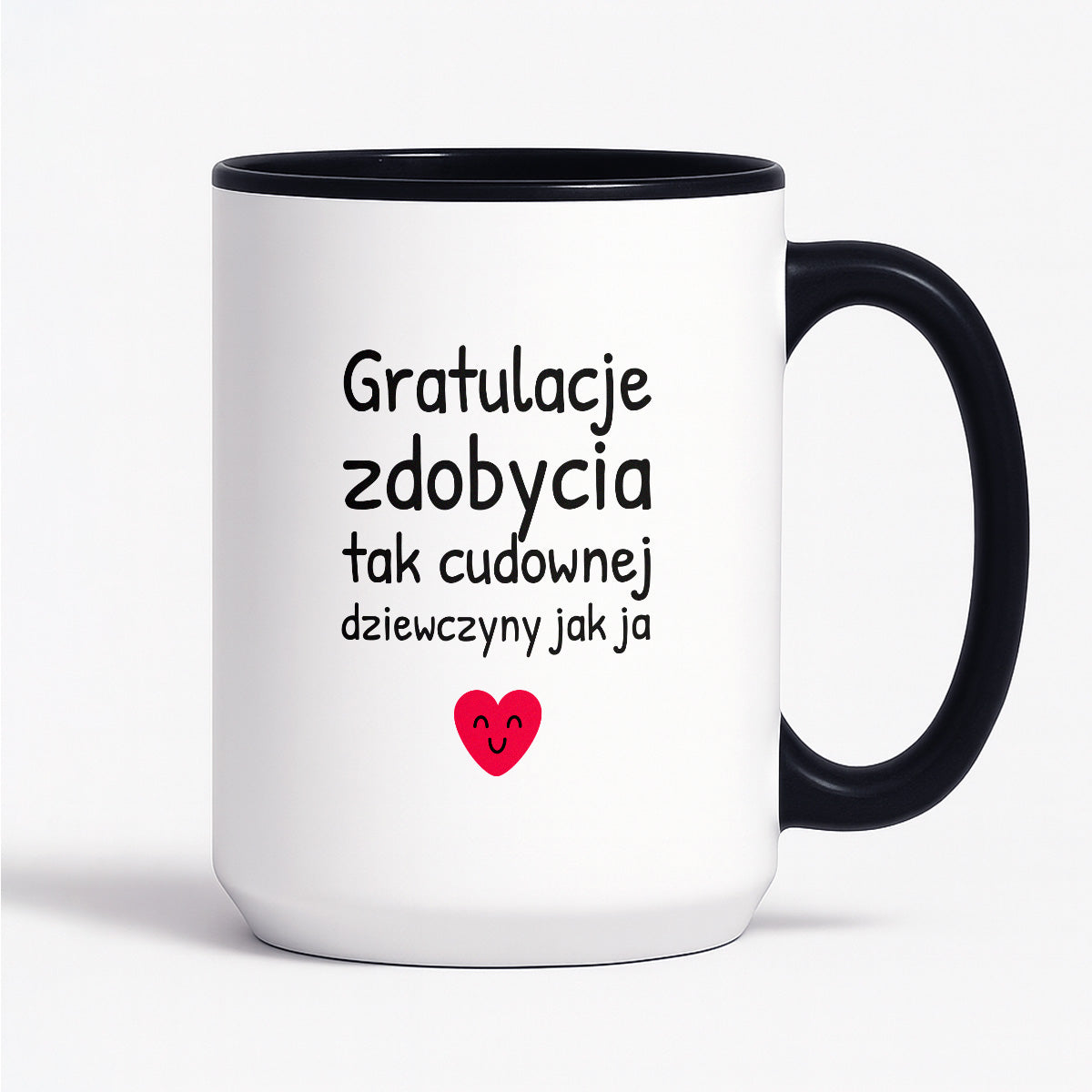 Kubek z nadrukiem - "Gratulacje zdobycia tak cudownej dziewczyny jak ja"