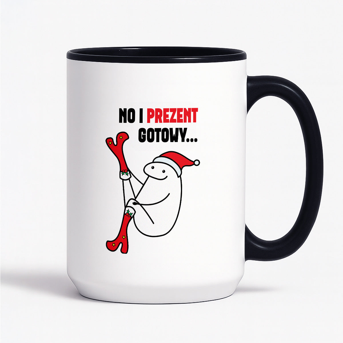 Kubek świąteczny mem "No i prezent gotowy"