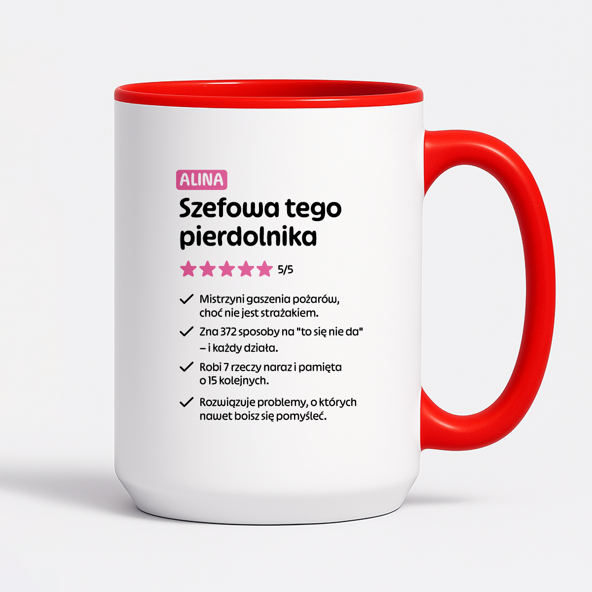 Kubek spersonalizowany z nadrukiem "Szefowa tego pierdolnika"