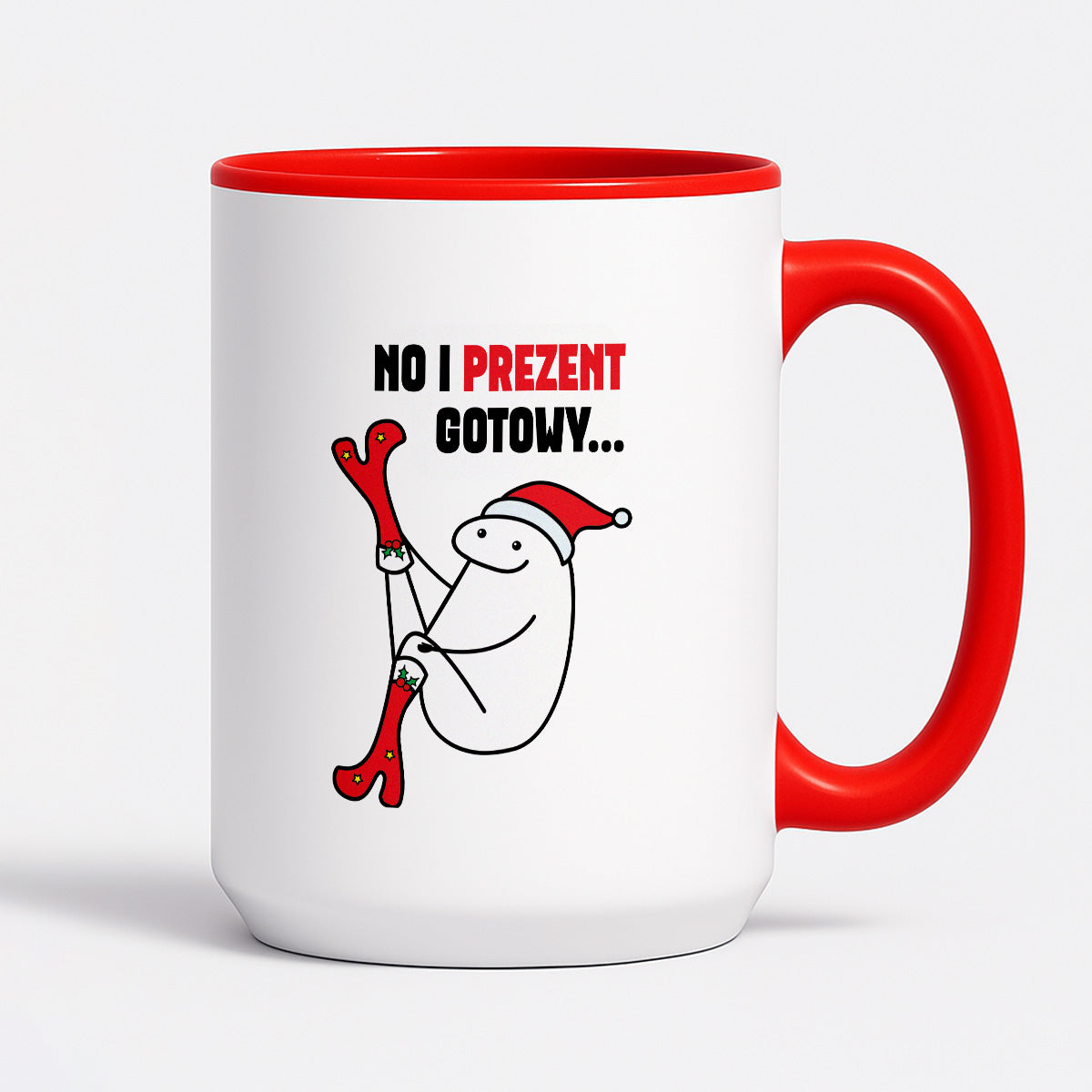 Kubek świąteczny mem "No i prezent gotowy"