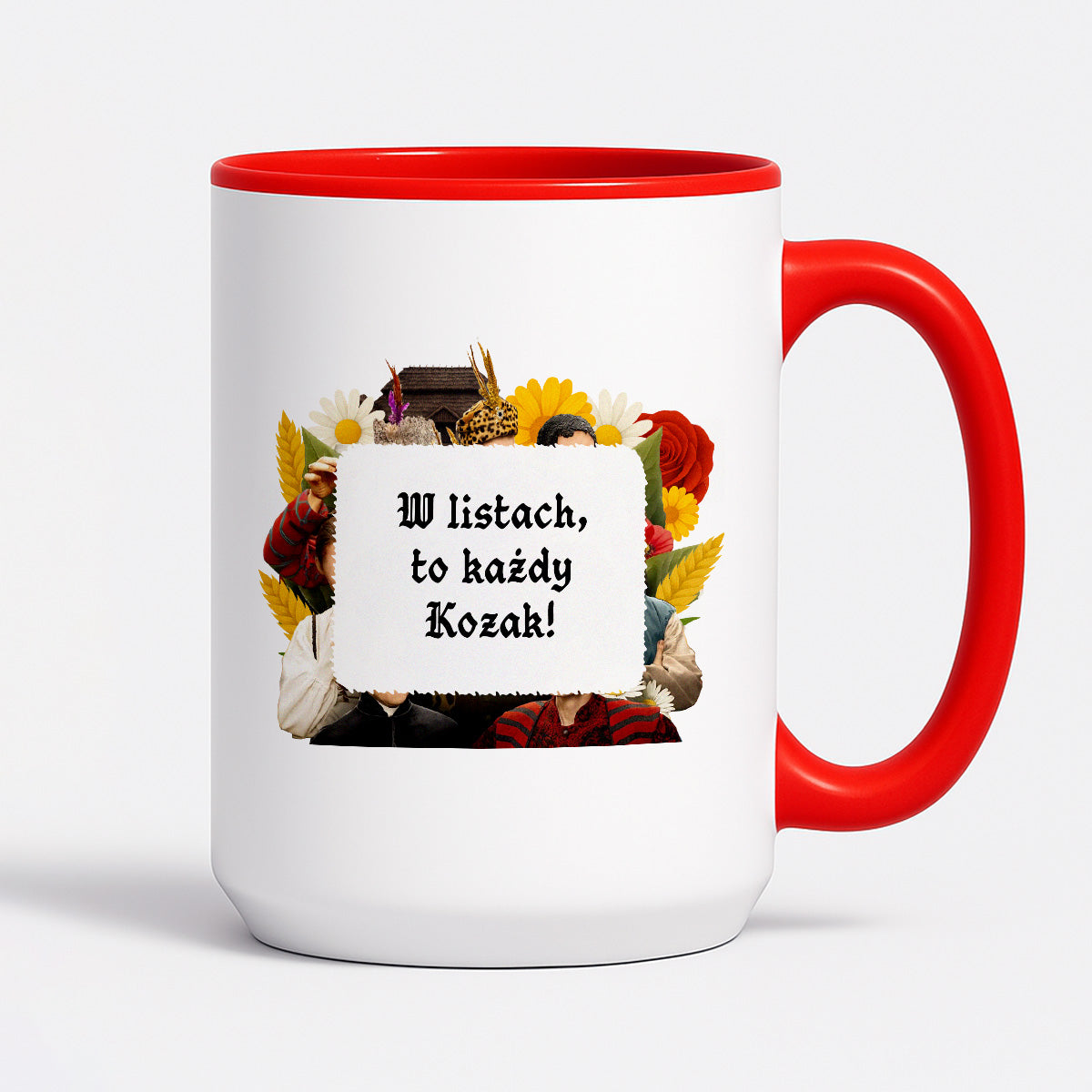 Kubek z nadrukiem "W listach, to każdy Kozak!" NOWE 1670