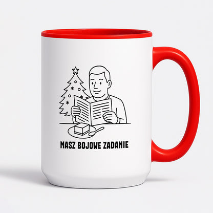 Kubek świąteczny z cytatem TATY - "Masz bojowe zadanie"