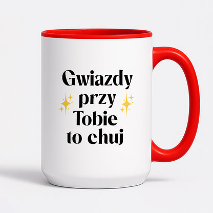 Kubek z nadrukiem "Gwiazdy przy Tobie to chuj"