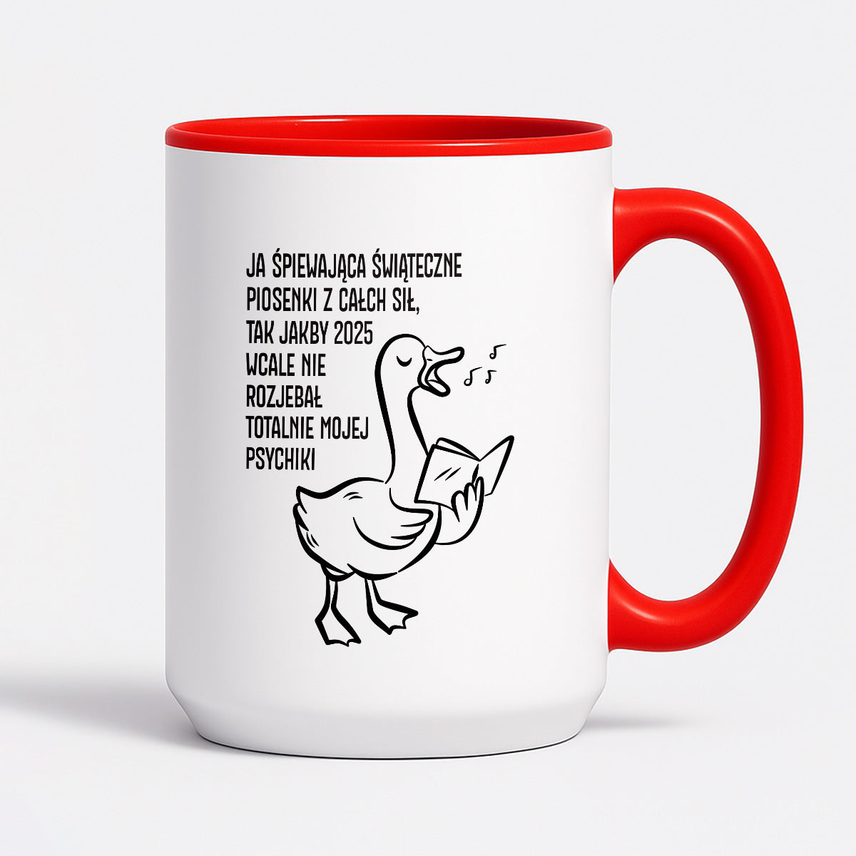 Kubek świąteczny z GĄSKĄ - "JA ŚPIEWAJĄCA ŚWIĄTECZNE PIOSENKI..."