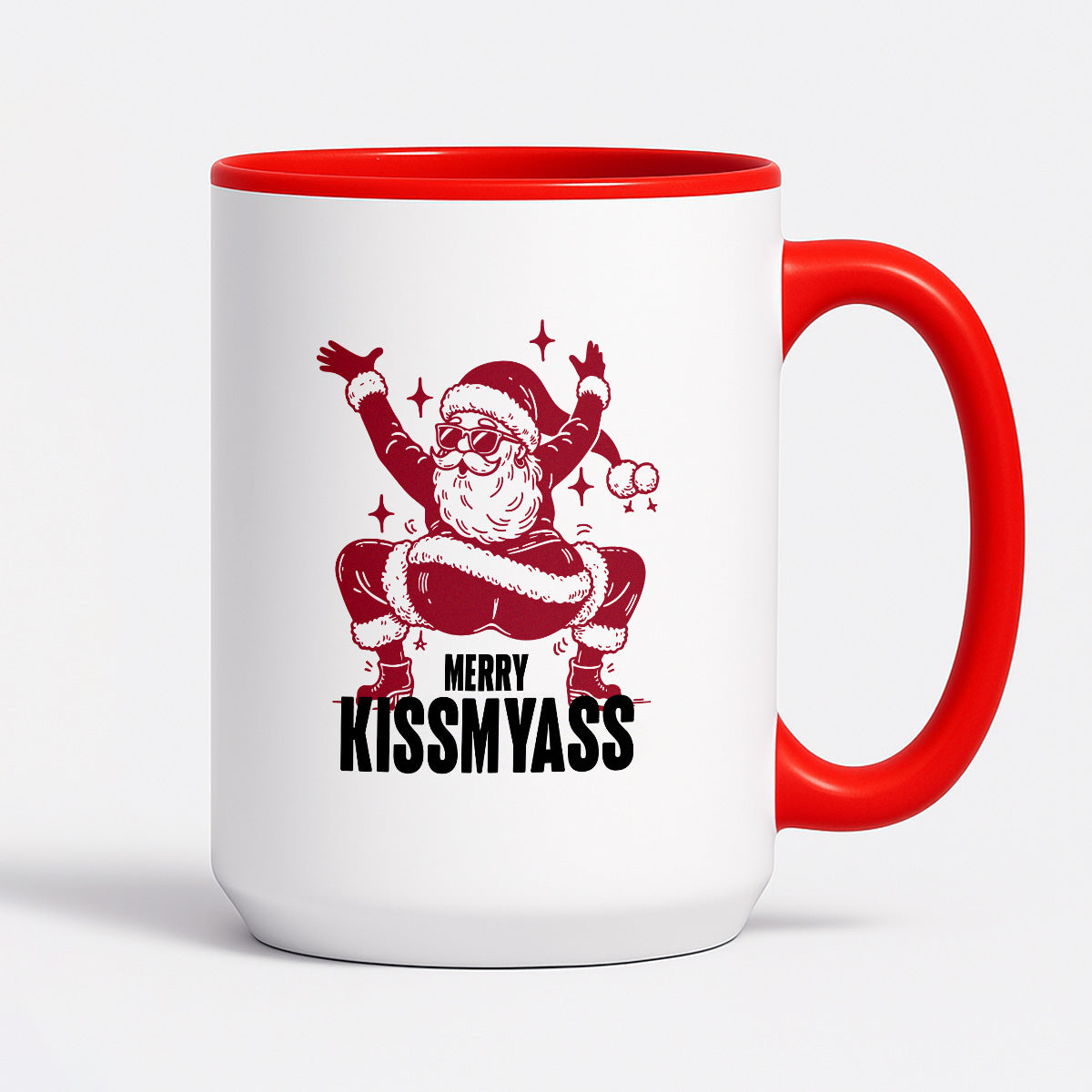 Kubek świąteczny z ✨slay✨ Mikołajem "Merry kissmyass"