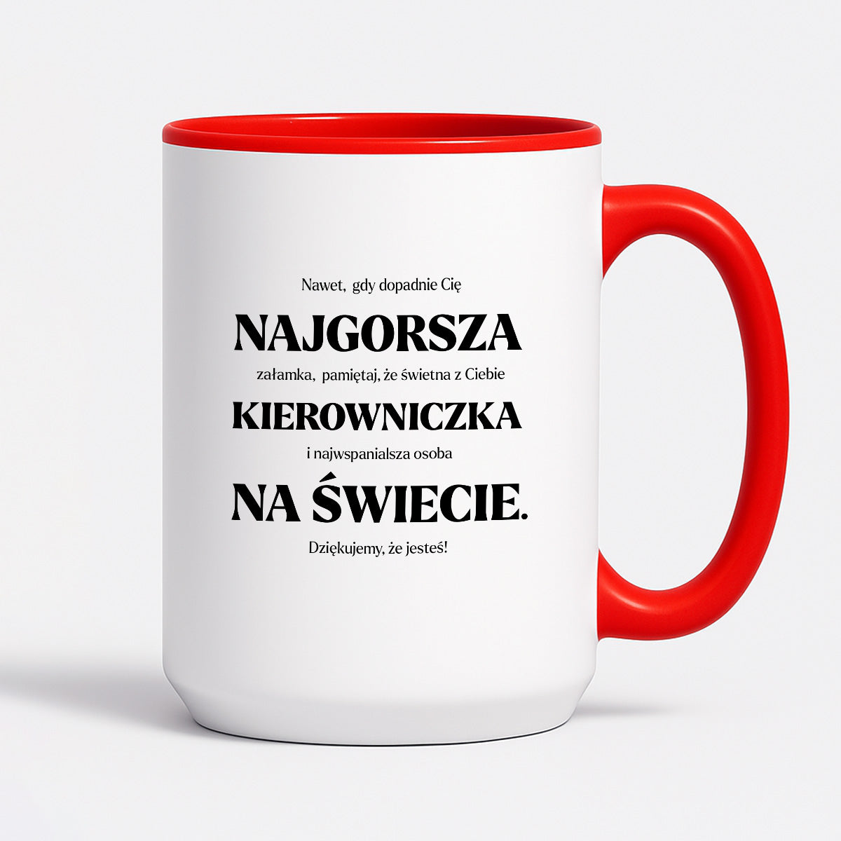 Kubek z nadrukiem - "NAJGORSZA KIEROWNICZKA NA ŚWIECIE (ale jednak nie 🥰)"