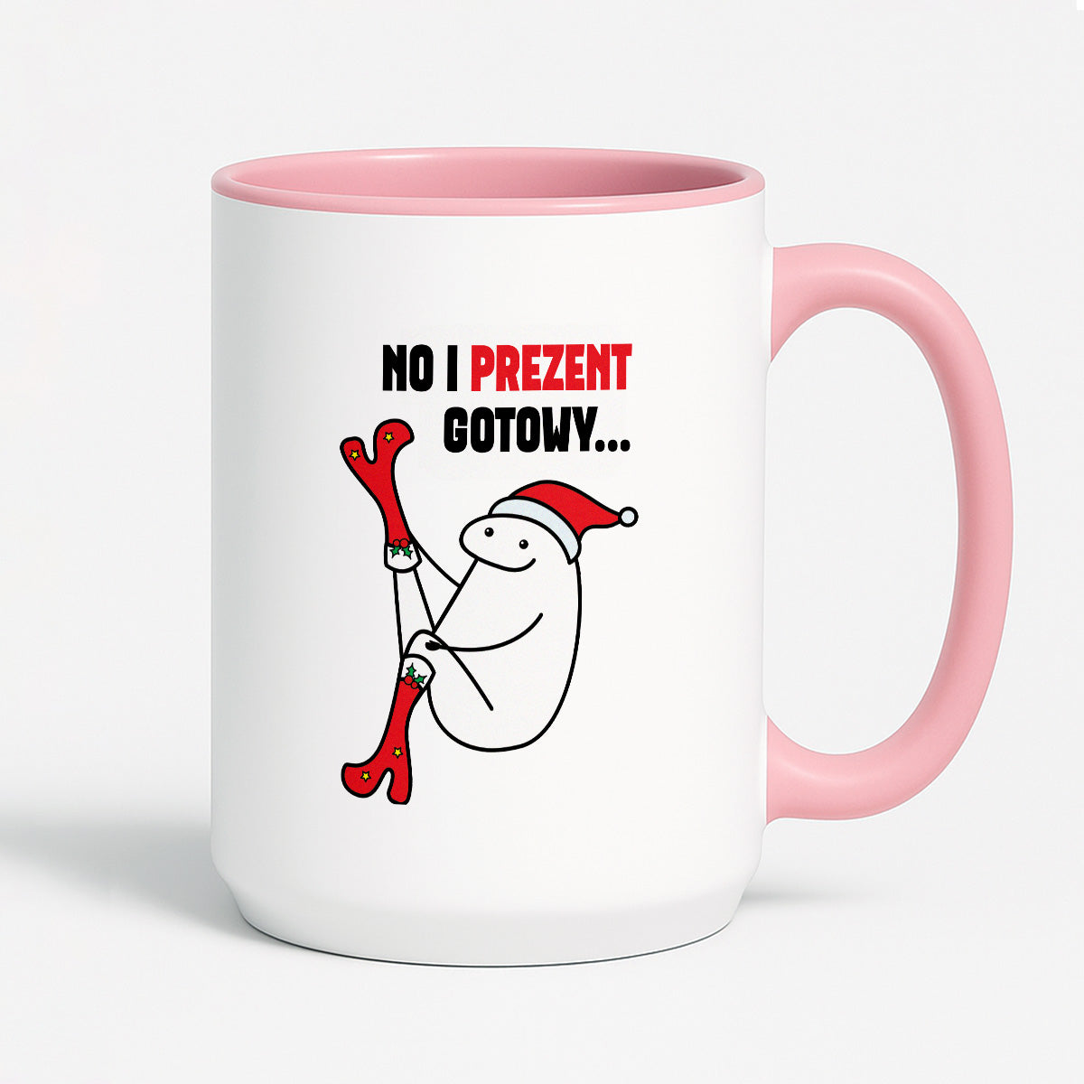 Kubek świąteczny mem "No i prezent gotowy"