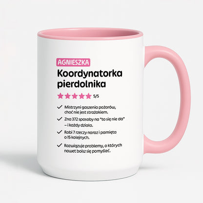 Kubek spersonalizowany z nadrukiem "Koordynatorka pierdolnika"