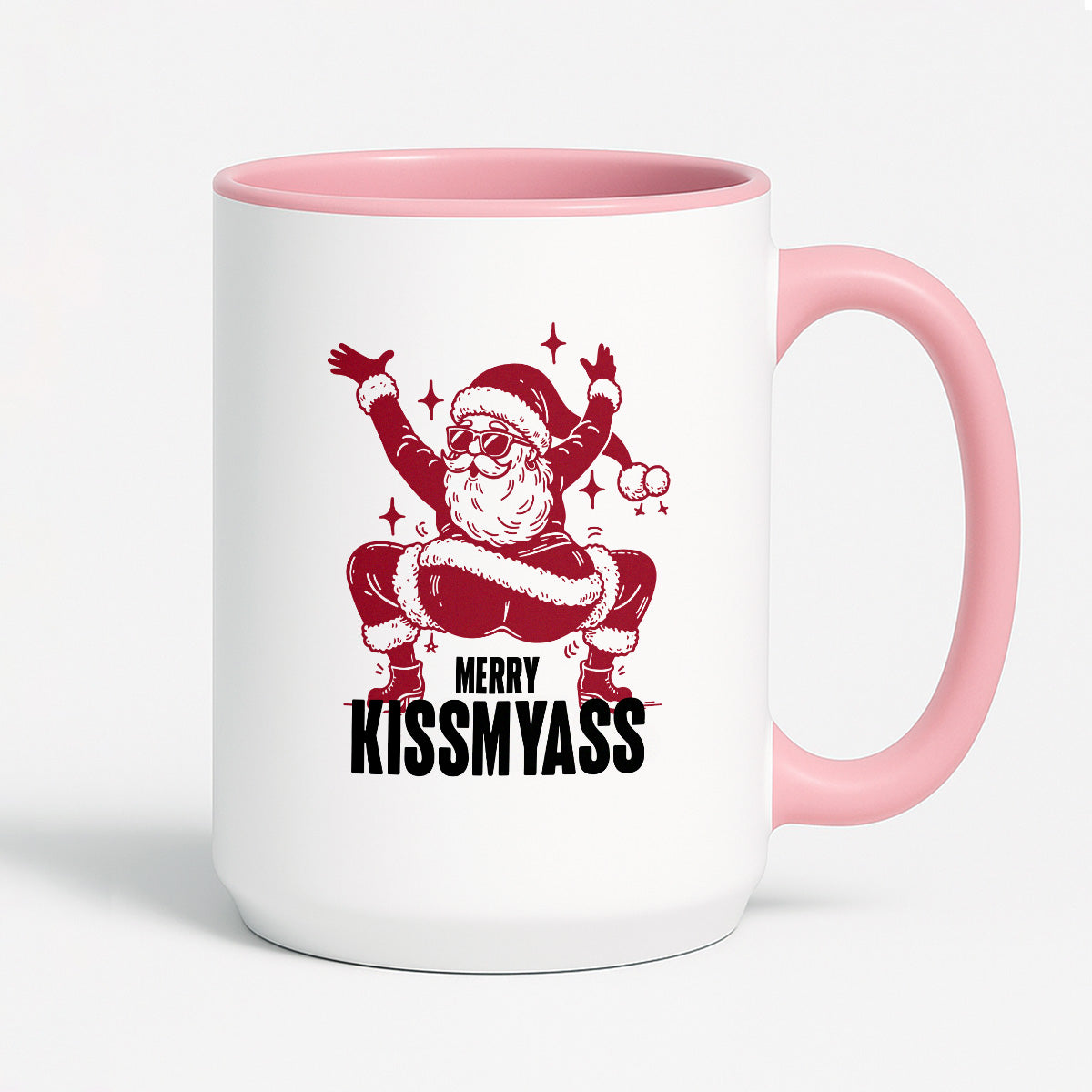 Kubek świąteczny z ✨slay✨ Mikołajem "Merry kissmyass"