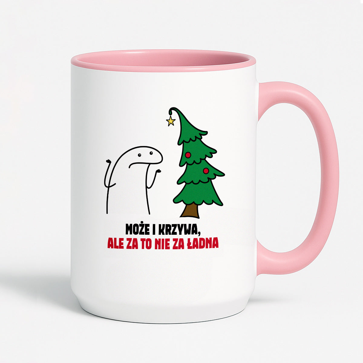 Kubek świąteczny mem "Może i krzywa, ale za to nie za ładna"