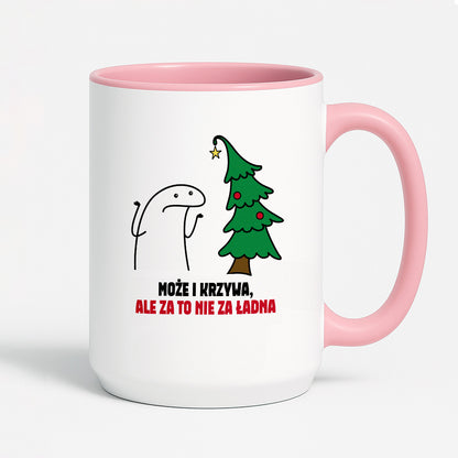 Kubek świąteczny mem "Może i krzywa, ale za to nie za ładna"