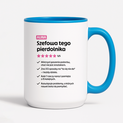 Kubek spersonalizowany z nadrukiem "Szefowa tego pierdolnika"