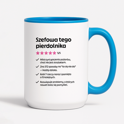 Kubek z nadrukiem "Szefowa tego pierdolnika"