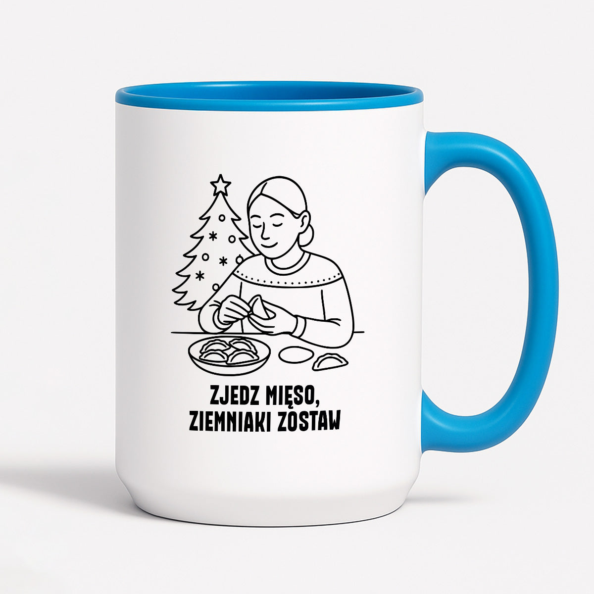 Kubek świąteczny z cytatem MAMY - "Zjedz mięso, ziemniaki zostaw"