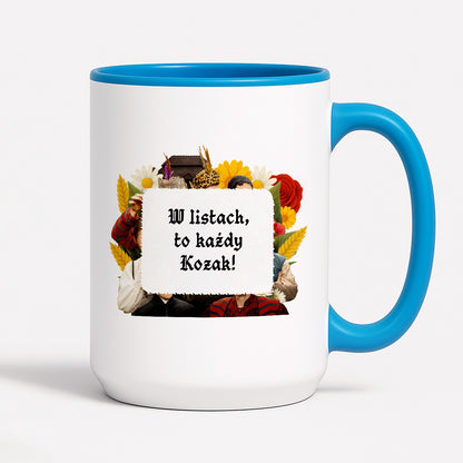 Kubek z nadrukiem "W listach, to każdy Kozak!" NOWE 1670