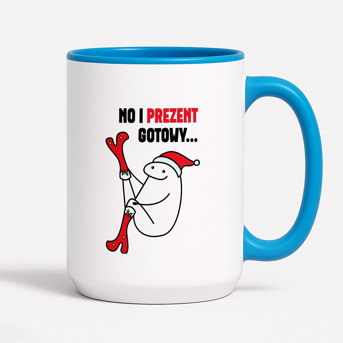 Kubek świąteczny mem "No i prezent gotowy"