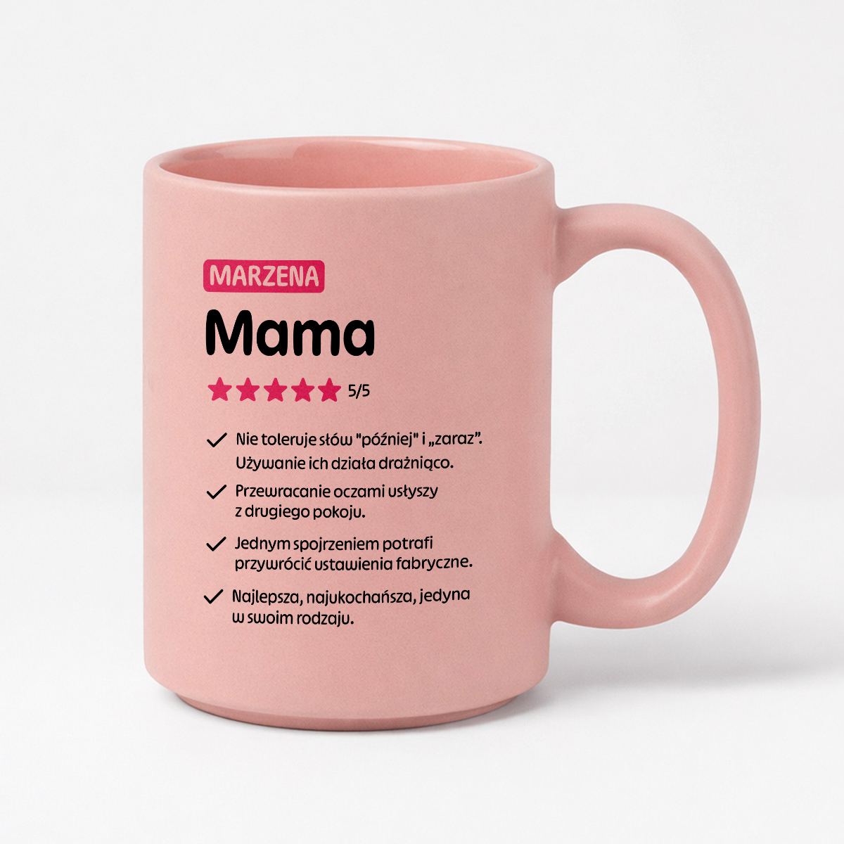 Kubek z nadrukiem - "Mama 5/5" z imieniem